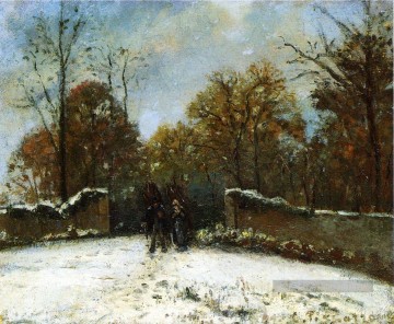 entrer dans la forêt d’effet de neige marneux Camille Pissarro Peinture à l'huile